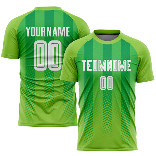 Custom Neon Green White-Kelly Green Sublimation Soccer Uniform Jersey - Sky-Custom