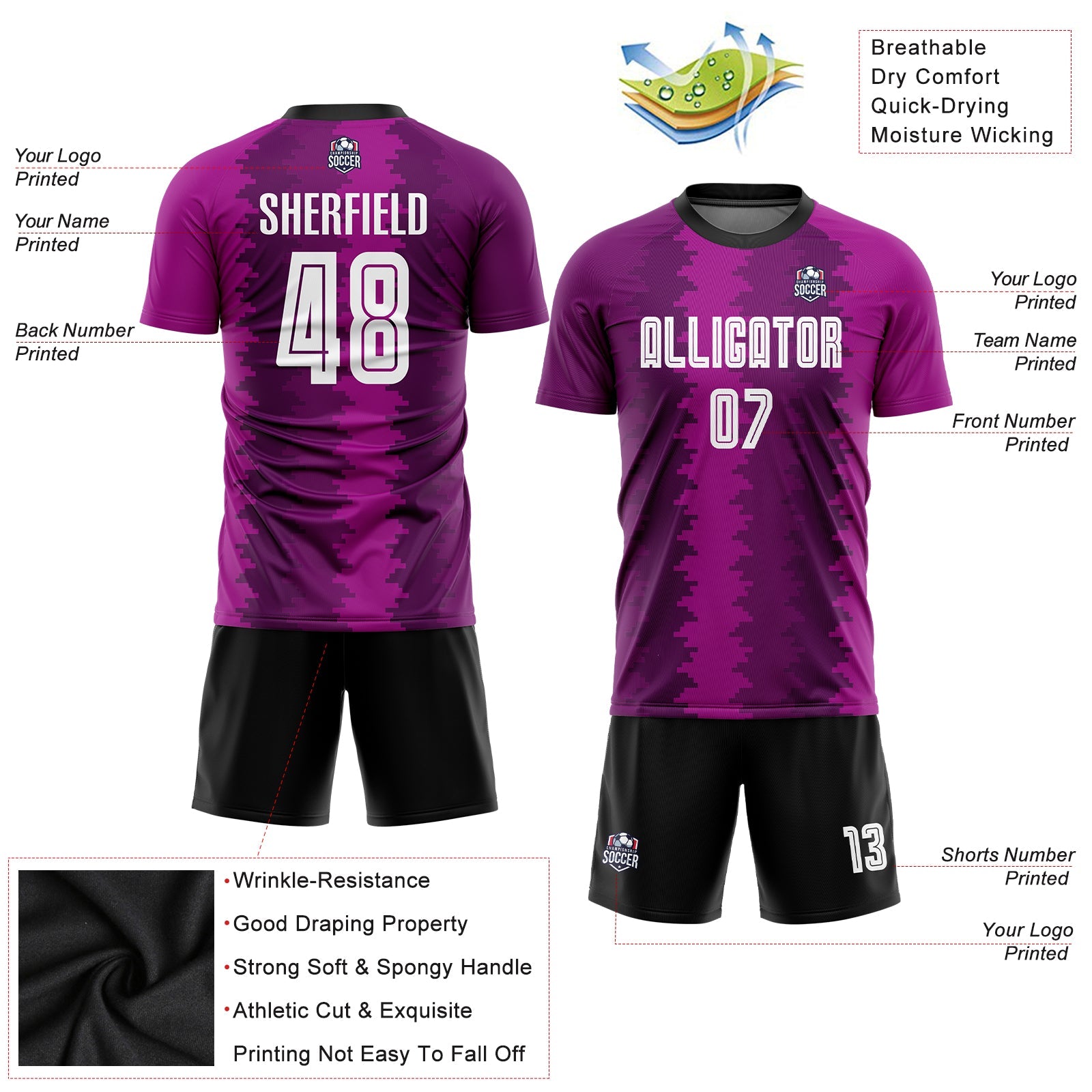 Custom Purple White-Pink Sublimation Soccer Uniform Jersey - Sky-Custom