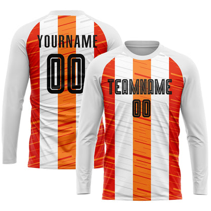 Custom White Black-Orange Sublimation Soccer Uniform Jersey - Sky-Custom