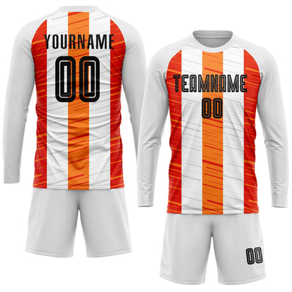 Custom White Black-Orange Sublimation Soccer Uniform Jersey - Sky-Custom