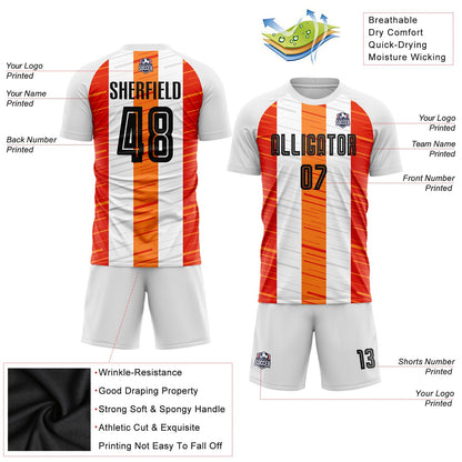 Custom White Black-Orange Sublimation Soccer Uniform Jersey - Sky-Custom