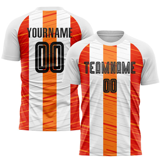 Custom White Black-Orange Sublimation Soccer Uniform Jersey - Sky-Custom