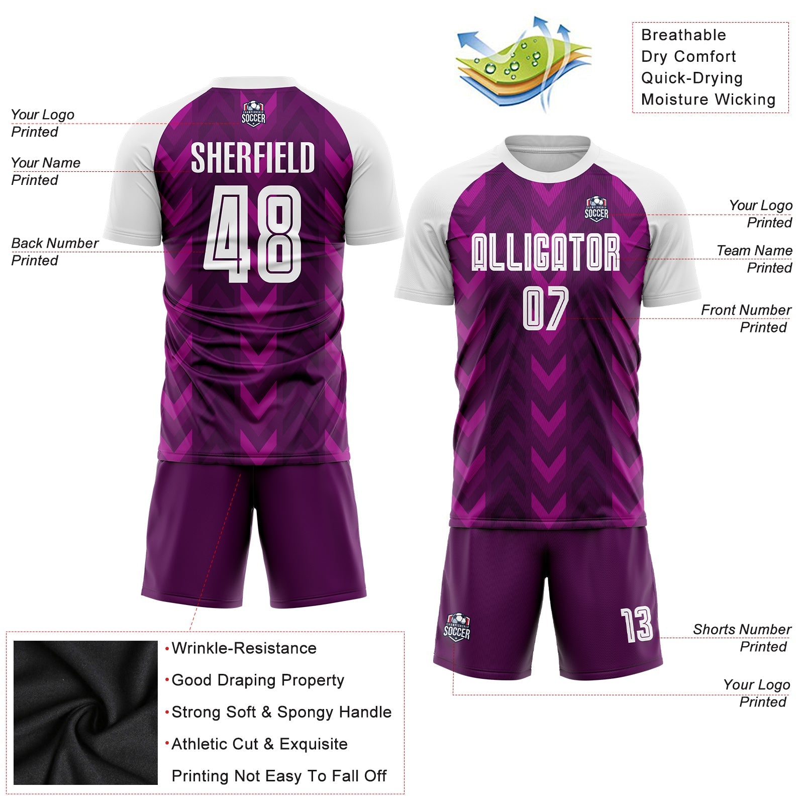 Custom Purple White Sublimation Soccer Uniform Jersey - Sky-Custom