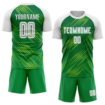 Custom Neon Green White-Kelly Green Sublimation Soccer Uniform Jersey - Sky-Custom