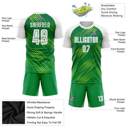Custom Neon Green White-Kelly Green Sublimation Soccer Uniform Jersey - Sky-Custom