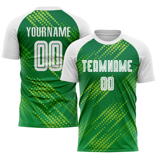 Custom Neon Green White-Kelly Green Sublimation Soccer Uniform Jersey - Sky-Custom