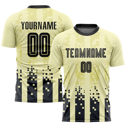 Custom Cream Black Home Sublimation Soccer Uniform Jersey - Sky-Custom
