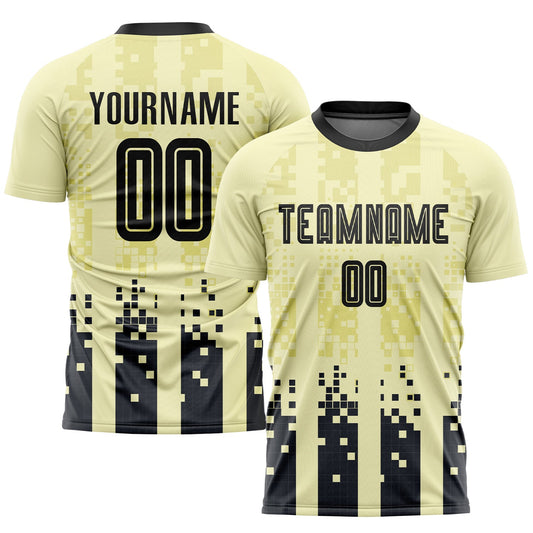 Custom Cream Black Home Sublimation Soccer Uniform Jersey - Sky-Custom