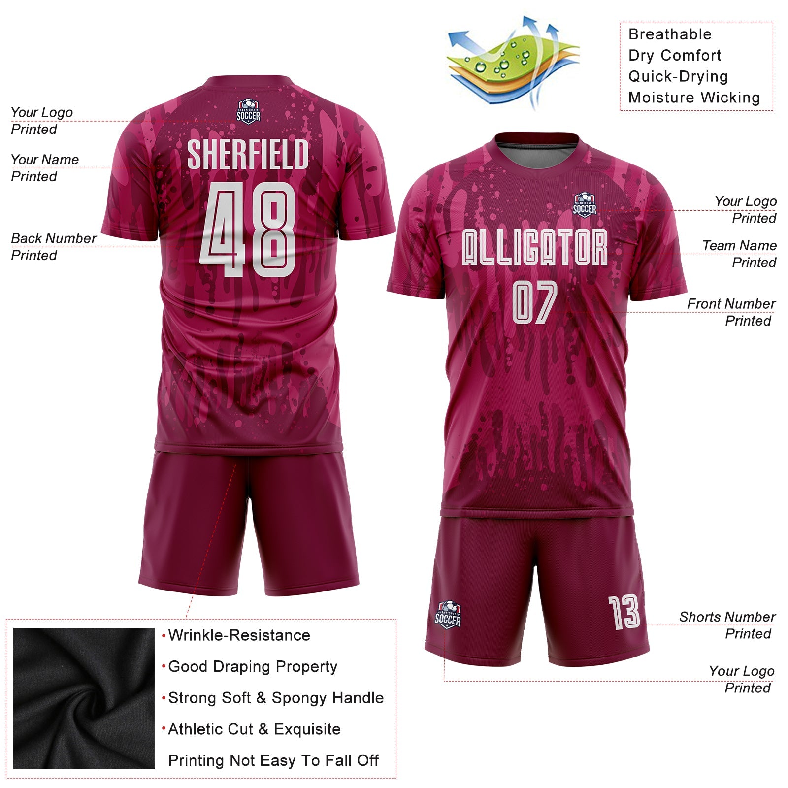 Custom Crimson White Away Sublimation Soccer Uniform Jersey - Sky-Custom