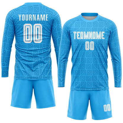 Custom Light Blue White Home Sublimation Soccer Uniform Jersey - Sky-Custom