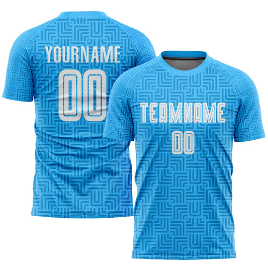 Custom Light Blue White Home Sublimation Soccer Uniform Jersey - Sky-Custom