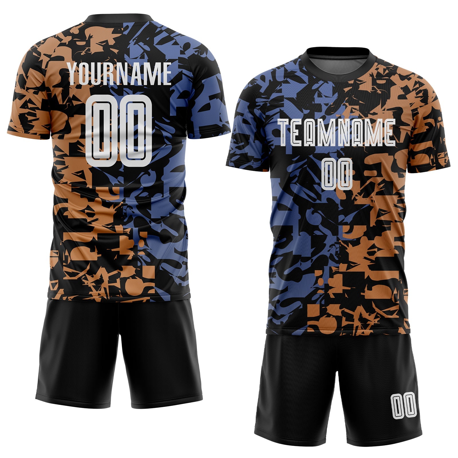 Custom Figure White-Black Third Sublimation Soccer Uniform Jersey - Sky-Custom