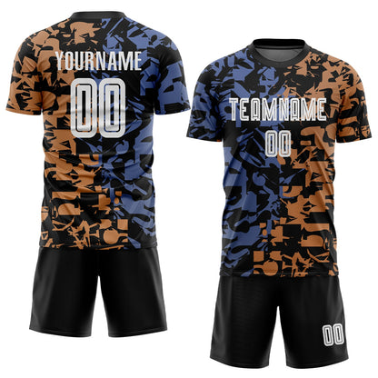 Custom Figure White-Black Third Sublimation Soccer Uniform Jersey - Sky-Custom