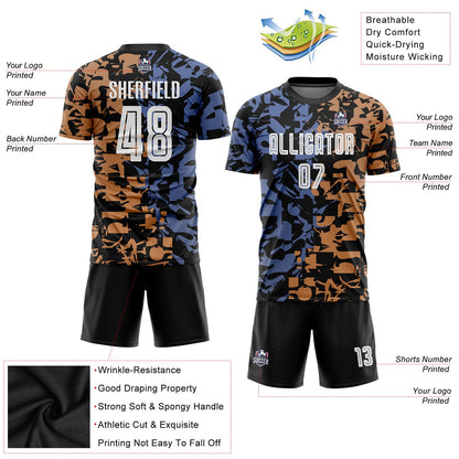 Custom Figure White-Black Third Sublimation Soccer Uniform Jersey - Sky-Custom