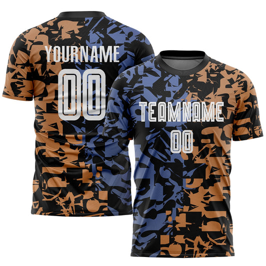 Custom Figure White-Black Third Sublimation Soccer Uniform Jersey - Sky-Custom