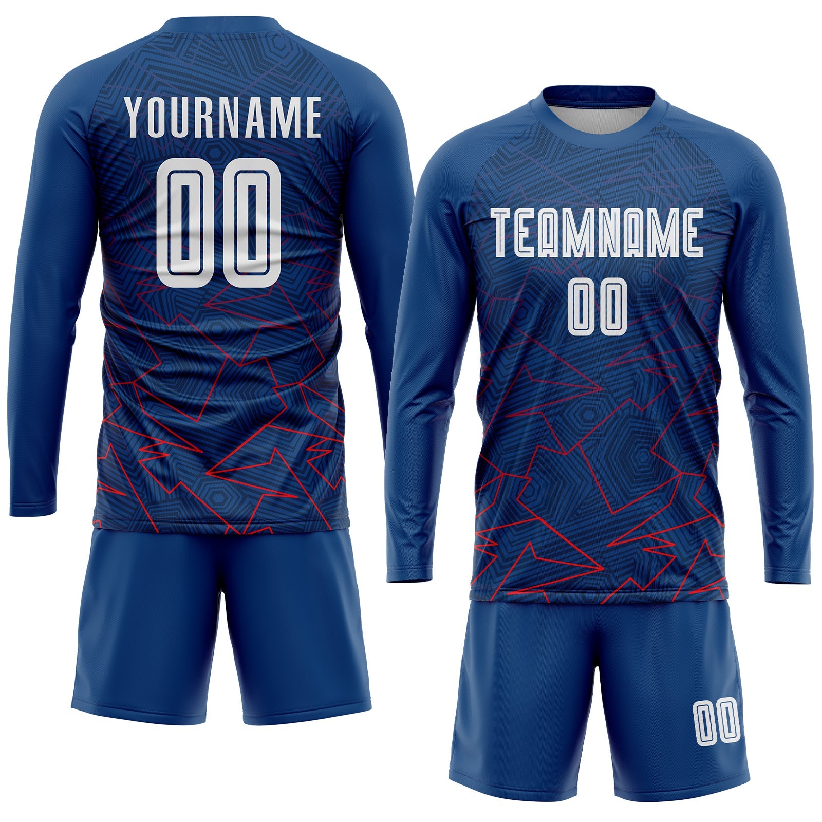 Custom Royal White-Red Away Sublimation Soccer Uniform Jersey - Sky-Custom
