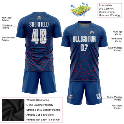 Custom Royal White-Red Away Sublimation Soccer Uniform Jersey - Sky-Custom