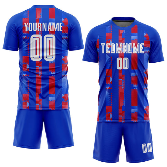 Custom Royal White-Red Home Sublimation Soccer Uniform Jersey - Sky-Custom
