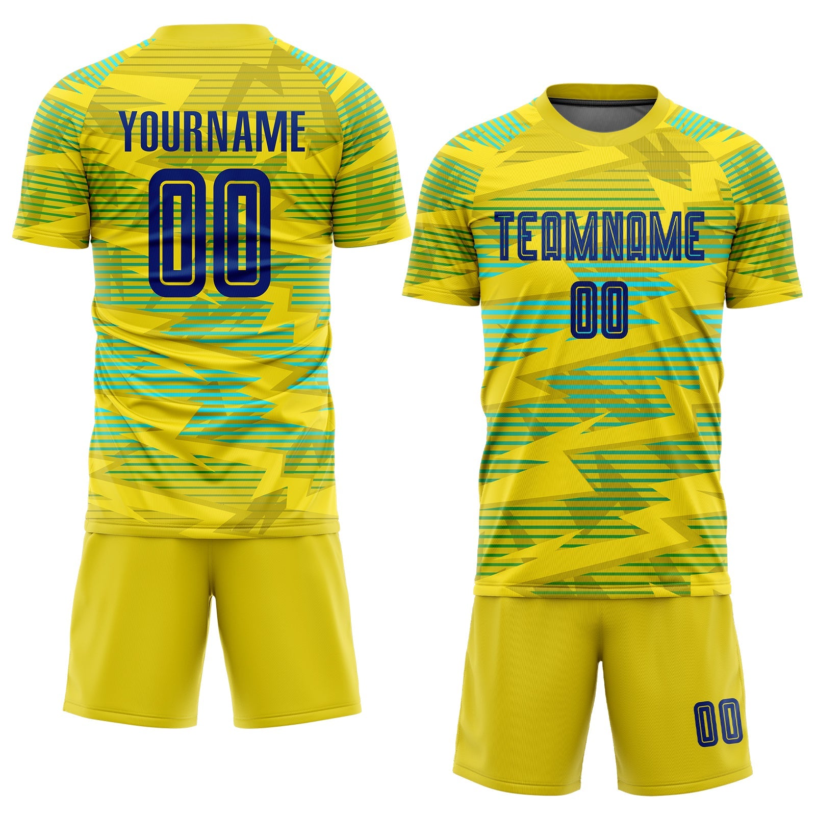 Custom Gold Royal-Light Blue Away Sublimation Soccer Uniform Jersey - Sky-Custom