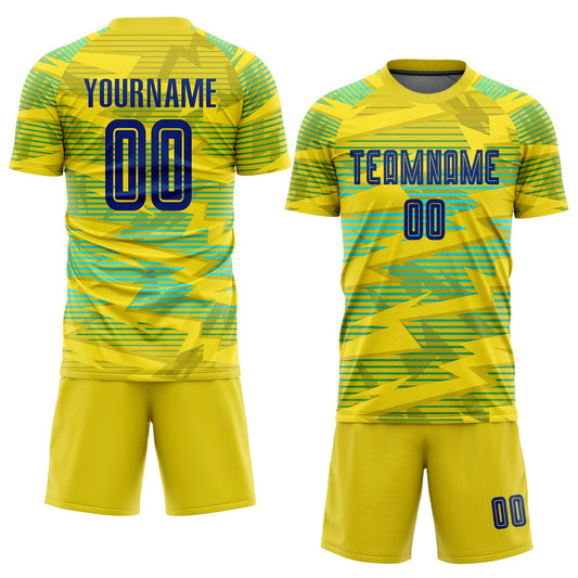 Custom Gold Royal-Light Blue Away Sublimation Soccer Uniform Jersey - Sky-Custom