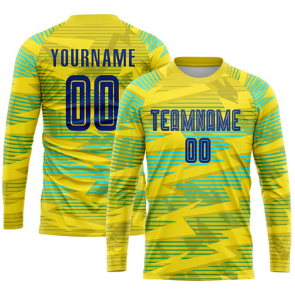 Custom Gold Royal-Light Blue Away Sublimation Soccer Uniform Jersey - Sky-Custom