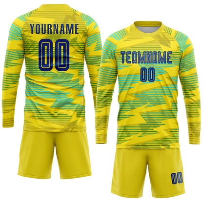 Custom Gold Royal-Light Blue Away Sublimation Soccer Uniform Jersey - Sky-Custom