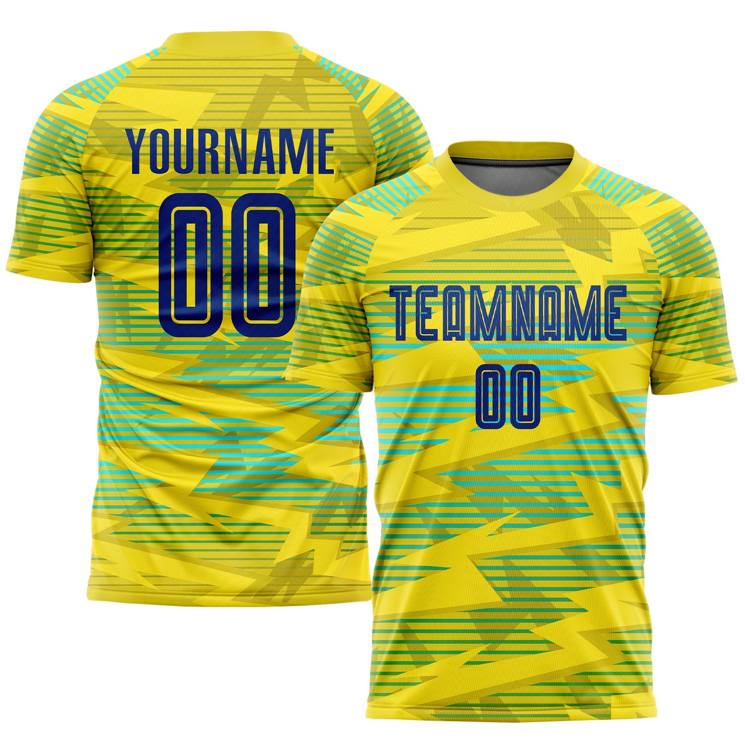 Custom Gold Royal-Light Blue Away Sublimation Soccer Uniform Jersey - Sky-Custom