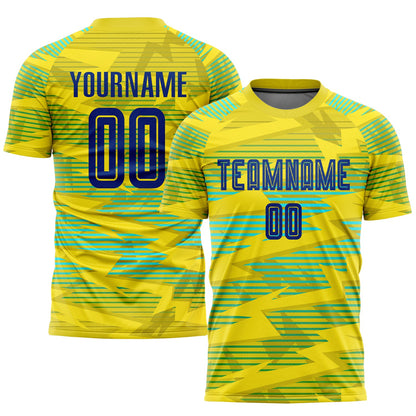 Custom Gold Royal-Light Blue Away Sublimation Soccer Uniform Jersey - Sky-Custom