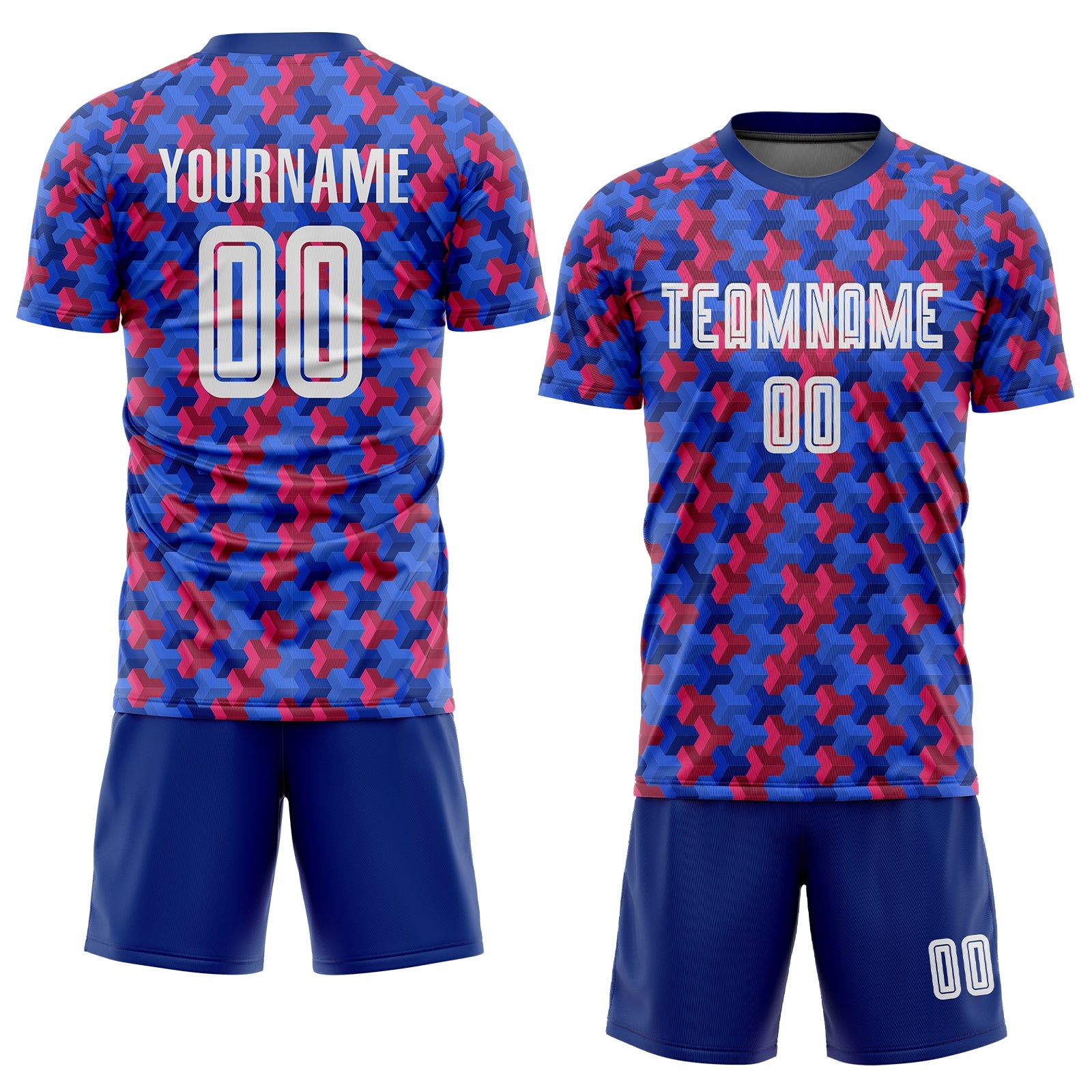 Custom Royal White-Red Home Sublimation Soccer Uniform Jersey - Sky-Custom