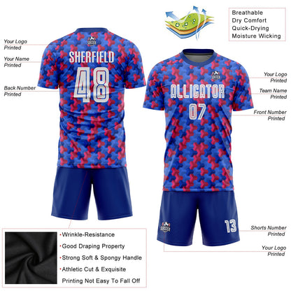 Custom Royal White-Red Home Sublimation Soccer Uniform Jersey - Sky-Custom