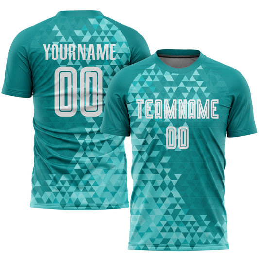 Custom Teal White Third Sublimation Soccer Uniform Jersey - Sky-Custom
