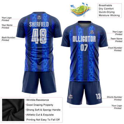 Custom Navy White-Royal Away Sublimation Soccer Uniform Jersey - Sky-Custom