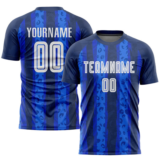 Custom Navy White-Royal Away Sublimation Soccer Uniform Jersey - Sky-Custom