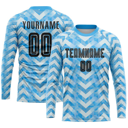 Custom Light Blue Black-White Home Sublimation Soccer Uniform Jersey - Sky-Custom