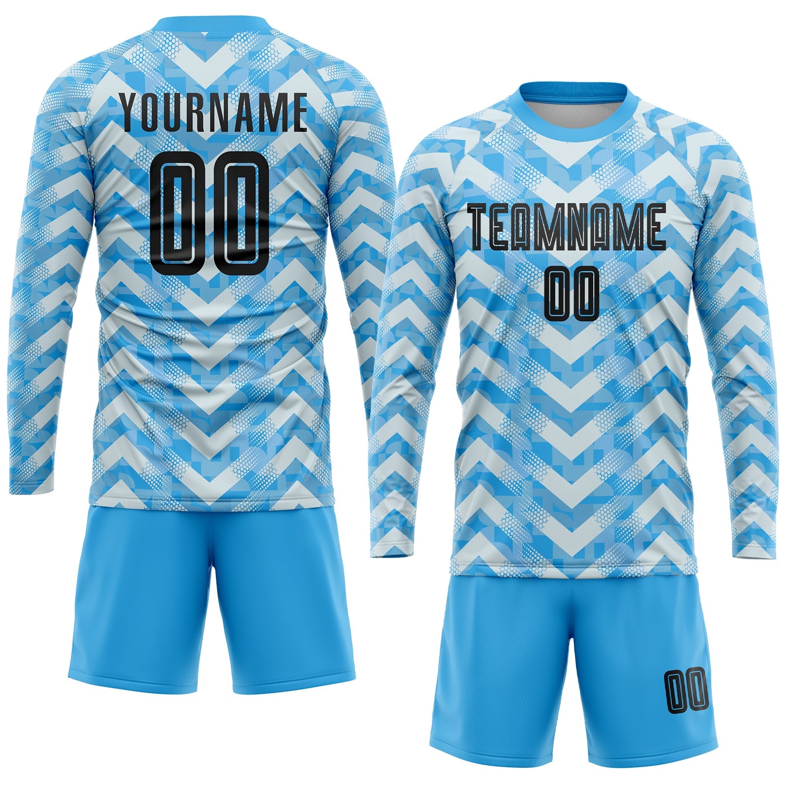 Custom Light Blue Black-White Home Sublimation Soccer Uniform Jersey - Sky-Custom