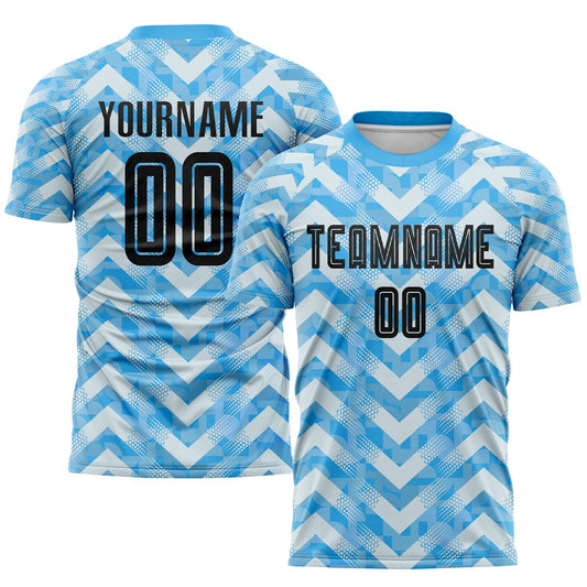 Custom Light Blue Black-White Home Sublimation Soccer Uniform Jersey - Sky-Custom
