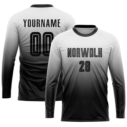 Custom White Black Sublimation Fade Fashion Soccer Uniform Jersey - Sky-Custom