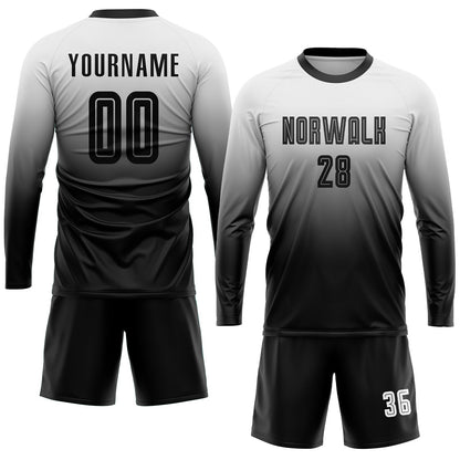 Custom White Black Sublimation Fade Fashion Soccer Uniform Jersey - Sky-Custom