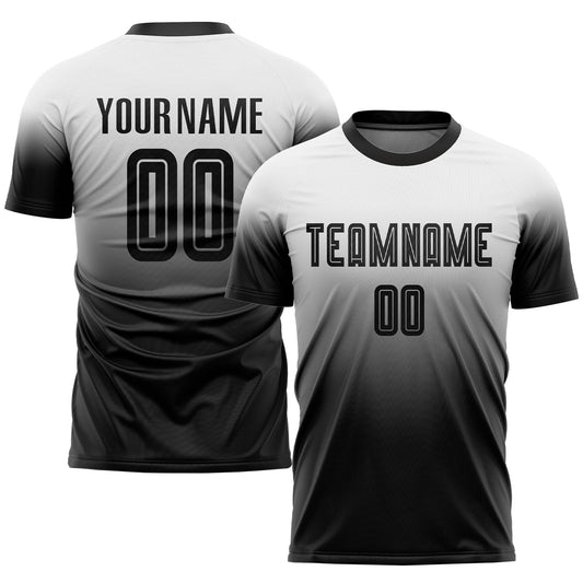 Custom White Black Sublimation Fade Fashion Soccer Uniform Jersey - Sky-Custom