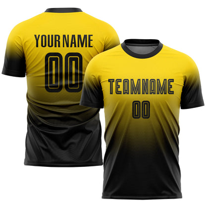 Custom Gold Black Sublimation Fade Fashion Soccer Uniform Jersey - Sky-Custom