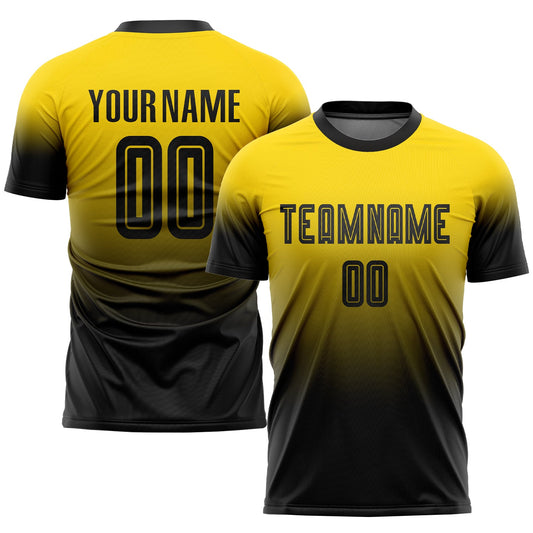 Custom Gold Black Sublimation Fade Fashion Soccer Uniform Jersey - Sky-Custom