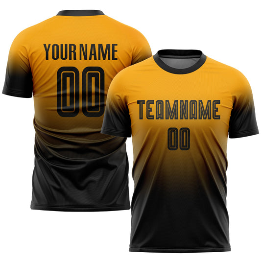 Custom Gold Black Sublimation Fade Fashion Soccer Uniform Jersey - Sky-Custom