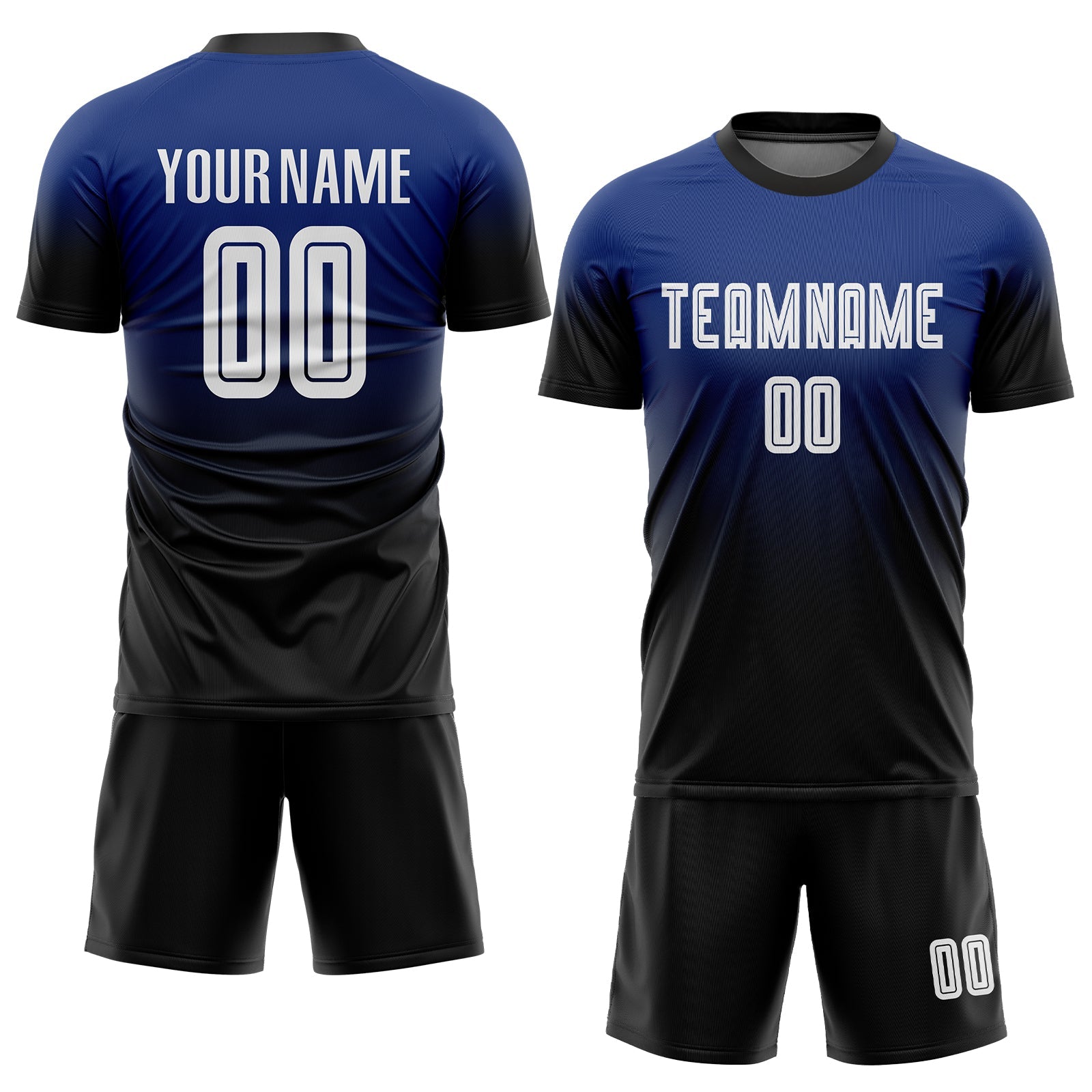 Custom Royal White-Black Sublimation Fade Fashion Soccer Uniform Jersey - Sky-Custom