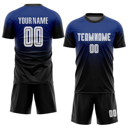 Custom Royal White-Black Sublimation Fade Fashion Soccer Uniform Jersey - Sky-Custom