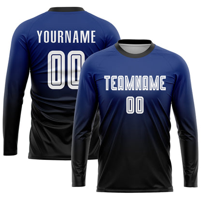 Custom Royal White-Black Sublimation Fade Fashion Soccer Uniform Jersey - Sky-Custom