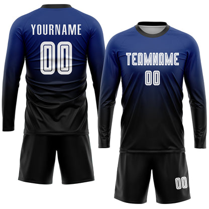 Custom Royal White-Black Sublimation Fade Fashion Soccer Uniform Jersey - Sky-Custom