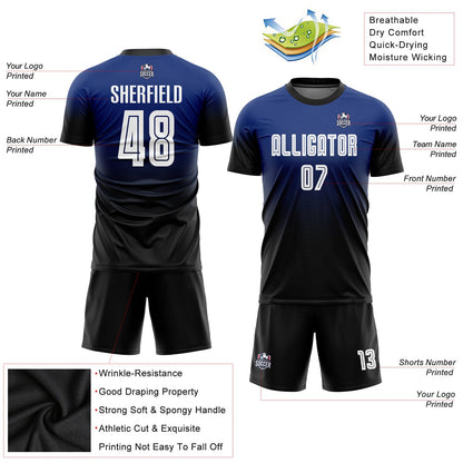 Custom Royal White-Black Sublimation Fade Fashion Soccer Uniform Jersey - Sky-Custom