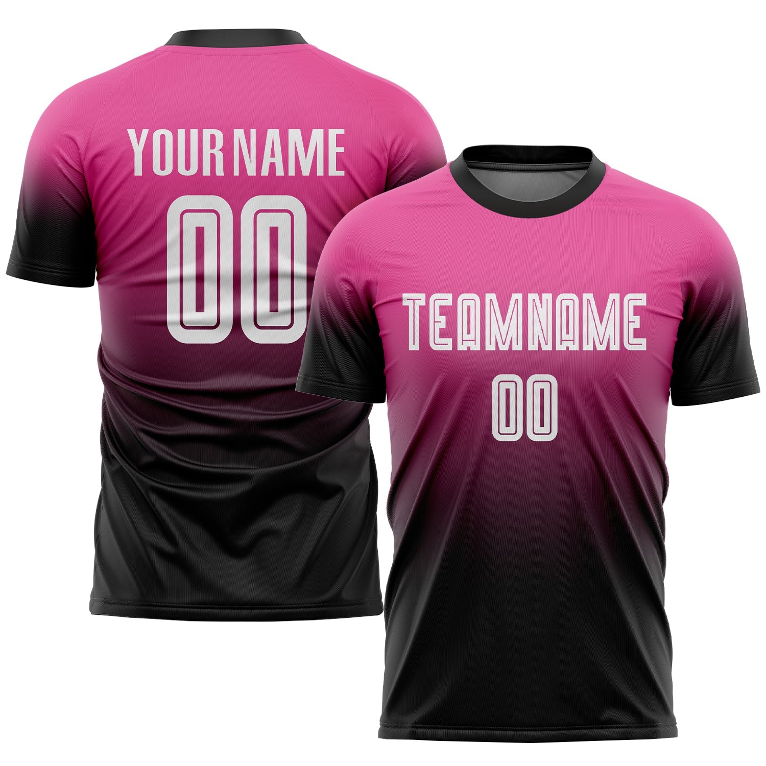 Custom Pink White-Black Sublimation Fade Fashion Soccer Uniform Jersey - Sky-Custom