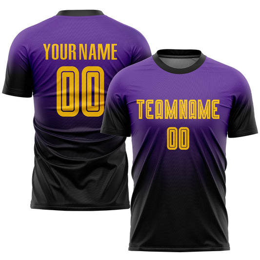 Custom Purple Gold-Black Sublimation Fade Fashion Soccer Uniform Jersey - Sky-Custom