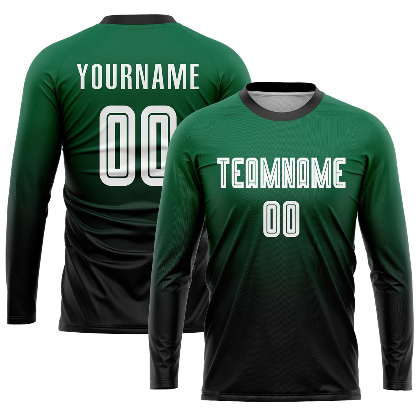 Custom Kelly Green White-Black Sublimation Fade Fashion Soccer Uniform Jersey - Sky-Custom
